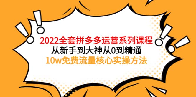 2022全套拼多多运营课程，从新手到大神从0到精通，10w免费流量核心实操方法-三石资源库