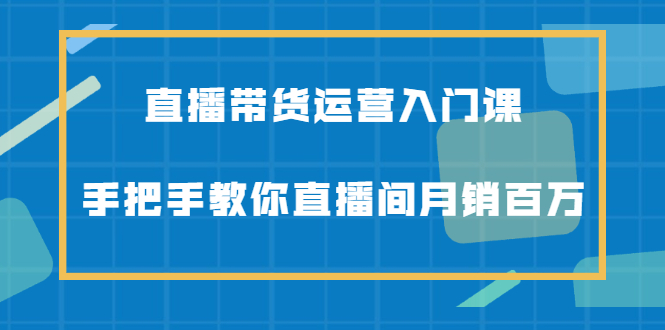 直播带货运营入门课，手把手教你直播间月销百万-三石淘金网