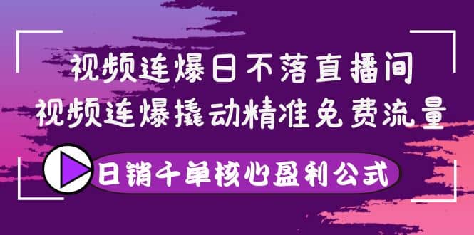 视频连爆日不落直播间，视频连爆撬动精准免费流量，日销千单核心盈利公式-三石资源库