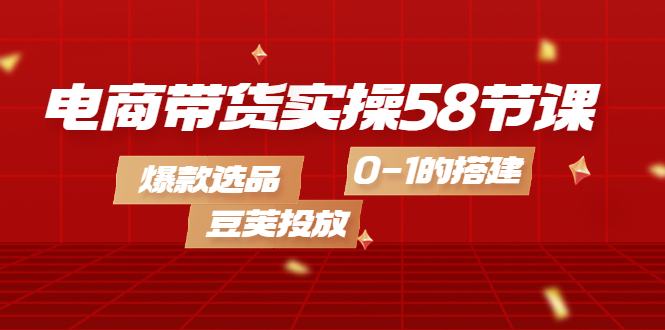 电商带货实操58节课，爆款选品，豆荚投放，0-1的搭建-三石资源库