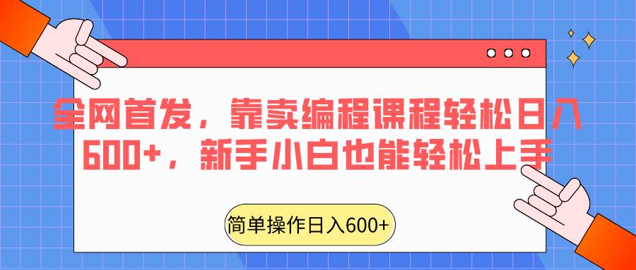全网首发，靠卖编程课程轻松日入600+，新手小白也能轻松上手-三石资源库