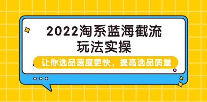 2022淘系蓝海截流玩法实操：让你选品速度更快，提高选品质量（价值599）-三石资源库