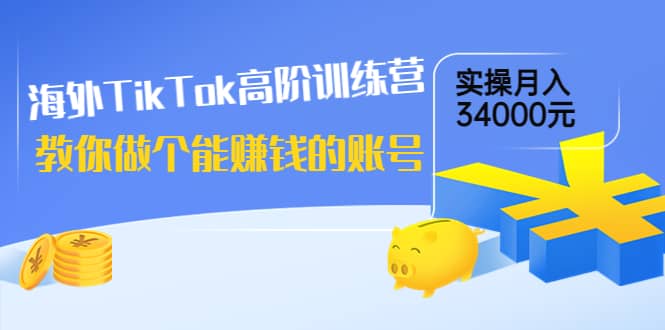 海外TikTok高阶训练营：教你做个能赚钱的账号，实操月入34000元！-三石资源库