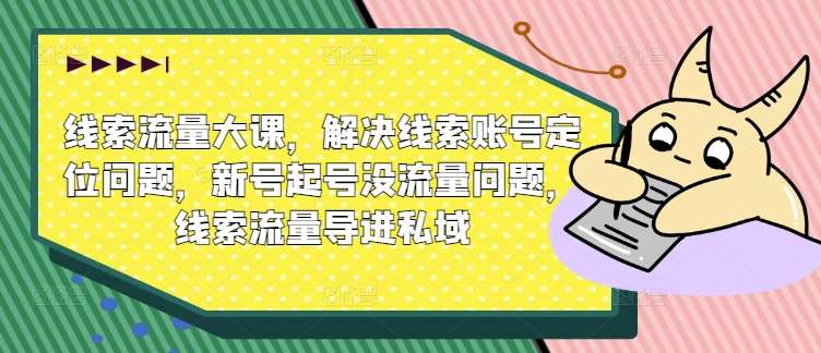 线索流量大课，解决线索账号定位问题，新号起号没流量问题，线索流量导进私域-三石淘金网