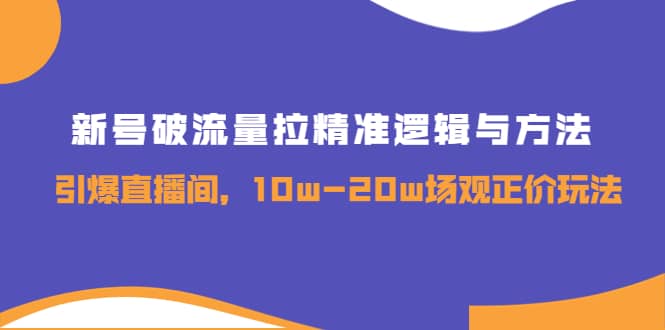 新号破流量拉精准逻辑与方法，引爆直播间，10w-20w场观正价玩法-三石资源库