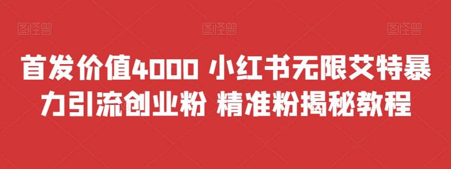 首发价值4000 小红书无限艾特暴力引流创业粉 精准粉揭秘教程-三石资源库