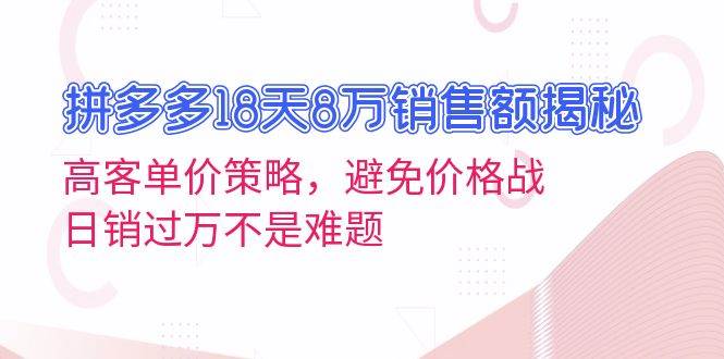 (13383期)拼多多18天8万销售额揭秘:高客单价策略,避免价格战,日销过万不是难题-三石资源库