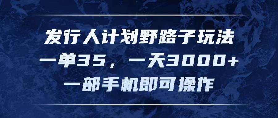 （11750期）发行人计划野路子玩法，一单35，一天3000+，一部手机即可操作-三石资源库