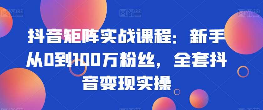 抖音矩阵实战课程：新手从0到100万粉丝，全套抖音变现实操-三石资源库