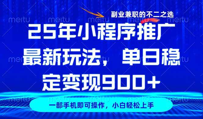 （14550期）25年小程序推广最新玩法，稳定日入900+，副业兼职的不二之选-三石资源库