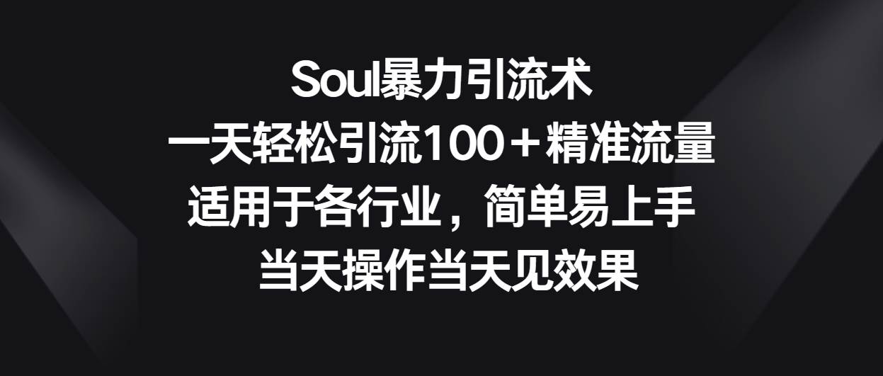 Soul暴力引流术，一天轻松引流100＋精准流量，适用于各行业，简单易上手！-三石资源库