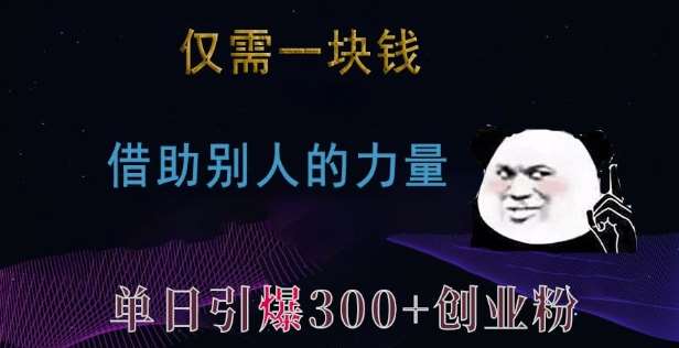 仅需一块钱，借助别人的力量，单日引爆300+创业粉、兼职粉【揭秘】-三石资源库