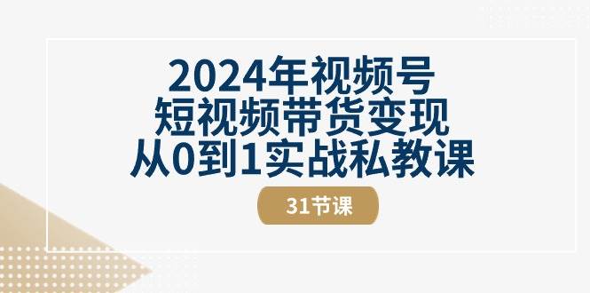 2024年视频号短视频带货变现从0到1实战私教课（30节视频课）-三石资源库
