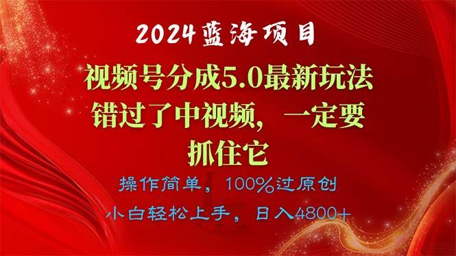 (11032期)2024蓝海项目,视频号分成计划5.0最新玩法,错过了中视频,一定要抓住...-三石资源库