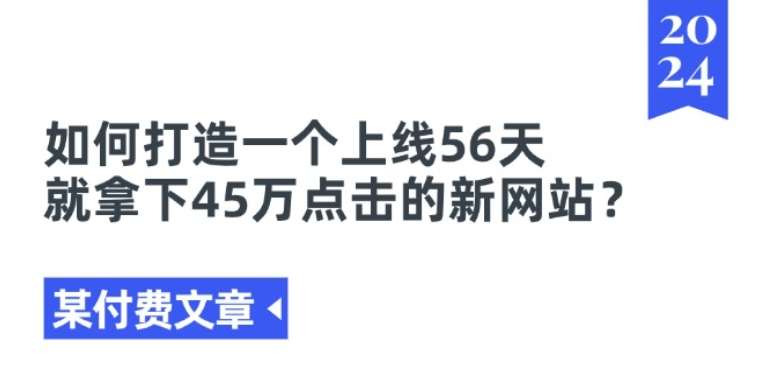某付费文章《如何打造一个上线56天就拿下45万点击的新网站?》-三石资源库