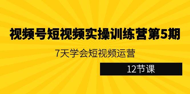 视频号短视频实操训练营第5期：7天学会短视频运营（12节课）-三石资源库
