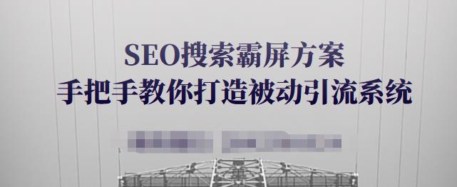 SEO搜索霸屏方案，手把手教你打造被动引流系统【视频课程】-三石资源库