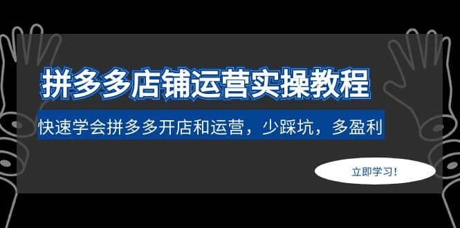 拼多多店铺运营实操教程：快速学会拼多多开店和运营，少踩坑，多盈利-三石资源库