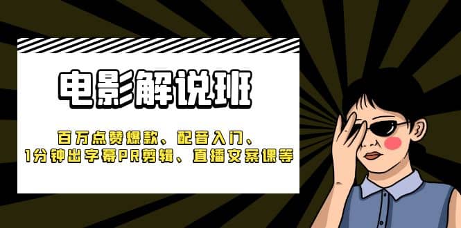 《电影解说班》百万点赞爆款、配音入门、1分钟出字幕PR剪辑、直播文案课等-三石资源库
