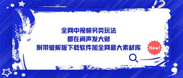 全网中视频另类玩法，都在闷声发大财，附带下载软件加全网最大素材库-三石资源库
