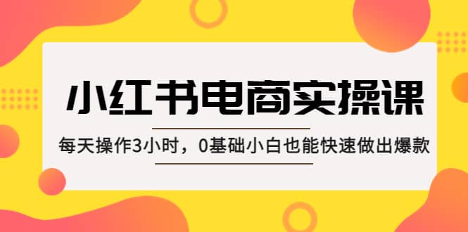 小红书·电商实操课：每天操作3小时，0基础小白也能快速做出爆款-三石资源库