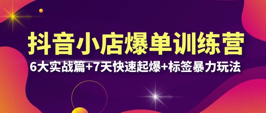 抖音小店爆单训练营VIP线下课：6大实战篇+7天快速起爆+标签暴力玩法(32节)-三石资源库