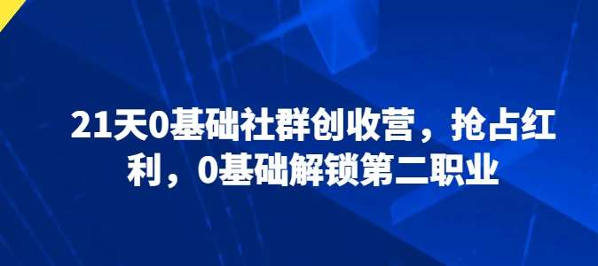 21天0基础社群创收营，抢占红利，0基础解锁第二职业-三石淘金网