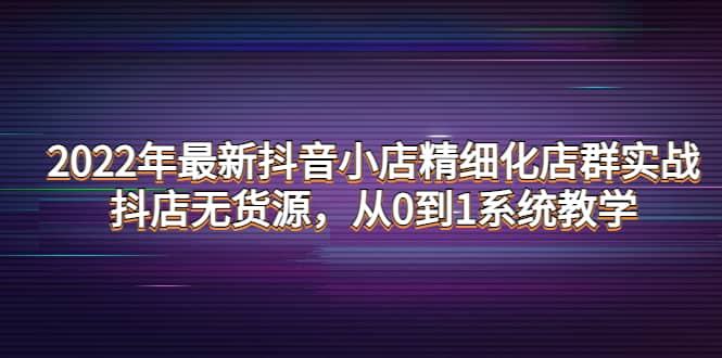 2022年最新抖音小店精细化店群实战，抖店无货源，从0到1系统教学-三石资源库