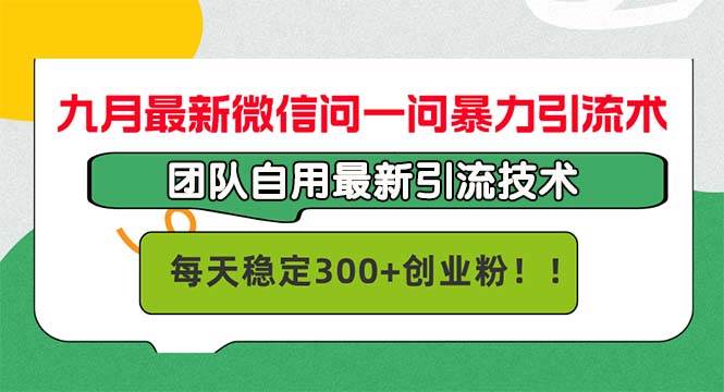 （12735期）九月最新微信问一问暴力引流术，团队自用引流术，每天稳定300+创…-三石资源库
