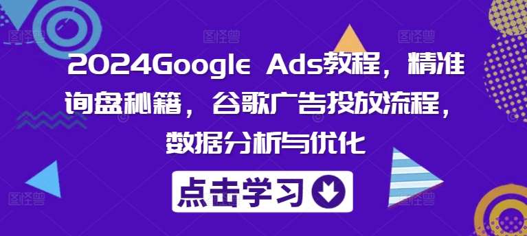 2024Google Ads教程，精准询盘秘籍，谷歌广告投放流程，数据分析与优化-三石淘金网