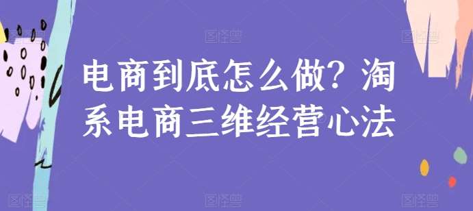 电商到底怎么做？淘系电商三维经营心法-三石淘金网