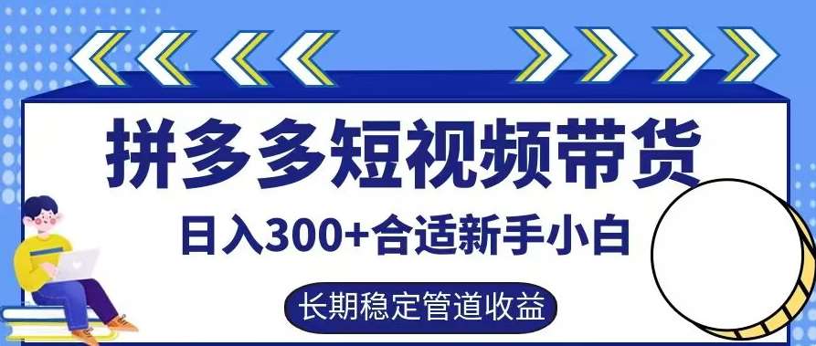 拼多多短视频带货日入300+有长期稳定被动收益，合适新手小白【揭秘】-三石资源库
