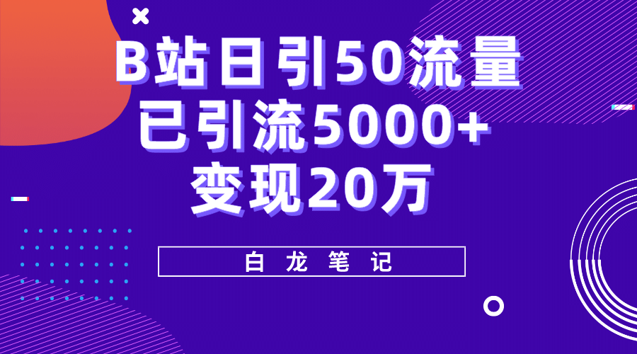 B站日引50+流量，实战已引流5000+变现20万，超级实操课程-三石资源库