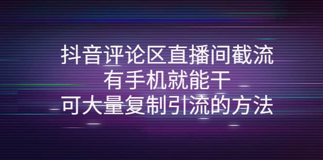抖音评论区直播间截流，有手机就能干，可大量复制引流的方法-三石资源库