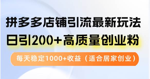 （12893期）拼多多店铺引流最新玩法，日引200+高质量创业粉，每天稳定1000+收益（…-三石资源库