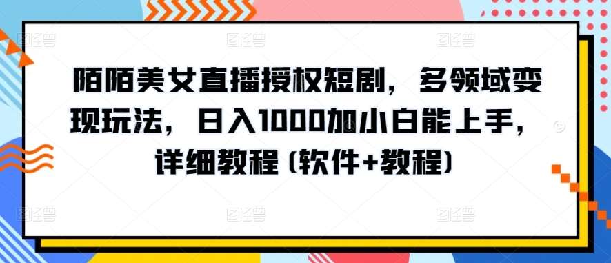 陌陌美女直播授权短剧，多领域变现玩法，日入1000加小白能上手，详细教程(软件+教程)【揭秘】-三石资源库