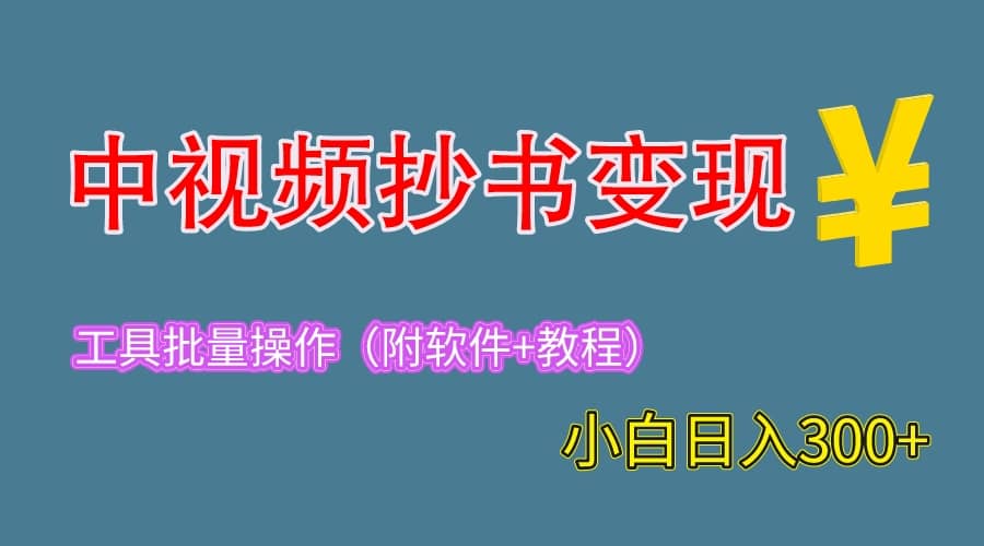 2023中视频抄书变现（附工具+教程），一天300+，特别适合新手操作的副业-三石资源库
