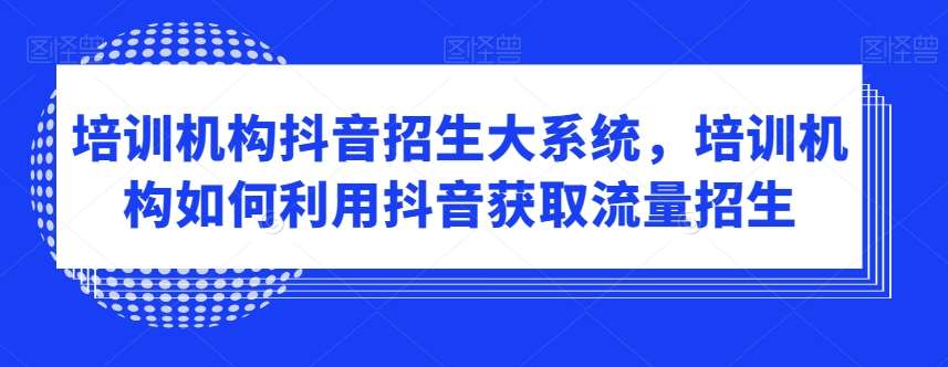 培训机构抖音招生大系统，培训机构如何利用抖音获取流量招生-三石资源库
