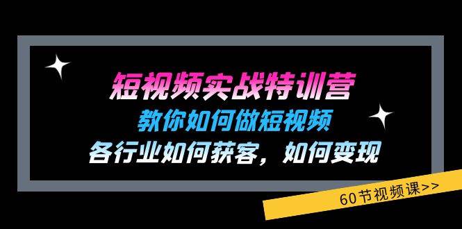 短视频实战特训营：教你如何做短视频，各行业如何获客，如何变现 (60节)-三石淘金网