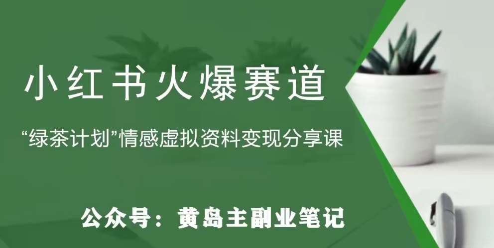黄岛主·小红书绿茶计划情感虚拟资料变现项目，花我598买来拆解出来给你-三石资源库