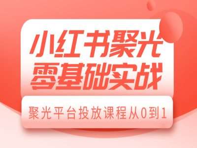 小红书聚光零基础实战，聚光平台投放课程从0到1-三石资源库