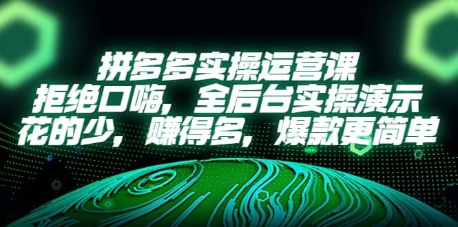 拼多多实操运营课：拒绝口嗨，全后台实操演示，花的少，赚得多，爆款更简单-三石资源库