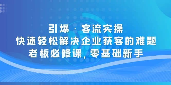 引爆·客流实操：快速轻松解决企业获客的难题，老板必修课，零基础新手-三石资源库