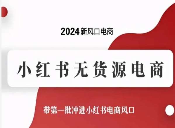 2024新风口电商，小红书无货源电商，带第一批冲进小红书电商风口-三石资源库