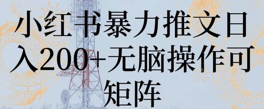 小红书暴力推文日入200+无脑操作可矩阵【揭秘】-三石淘金网