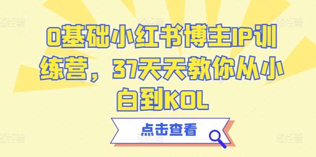 0基础小红书博主IP训练营，37天天教你从小白到KOL-三石淘金网