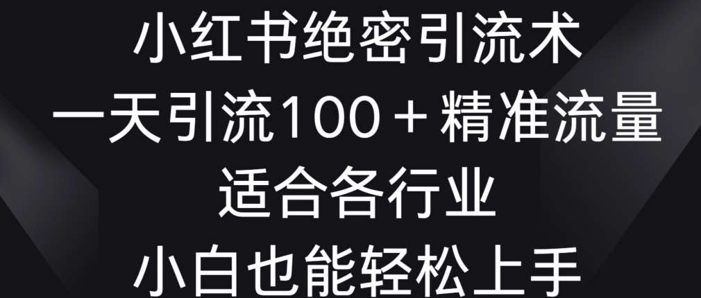 小红书绝密引流术，一天引流100+精准流量，适合各个行业，小白也能轻松上手【揭秘】-三石资源库