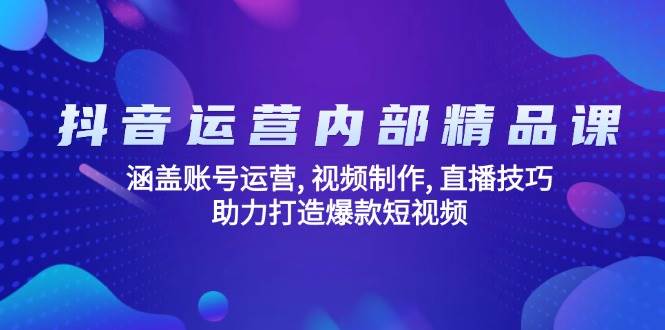 （14204期）抖音运营内部精品课：涵盖账号运营, 视频制作, 直播技巧, 助力打造爆款…-三石淘金网
