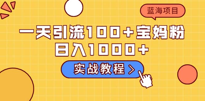 一天引流100+宝妈粉，日入1000+的蓝海项目（实战教程）-三石资源库