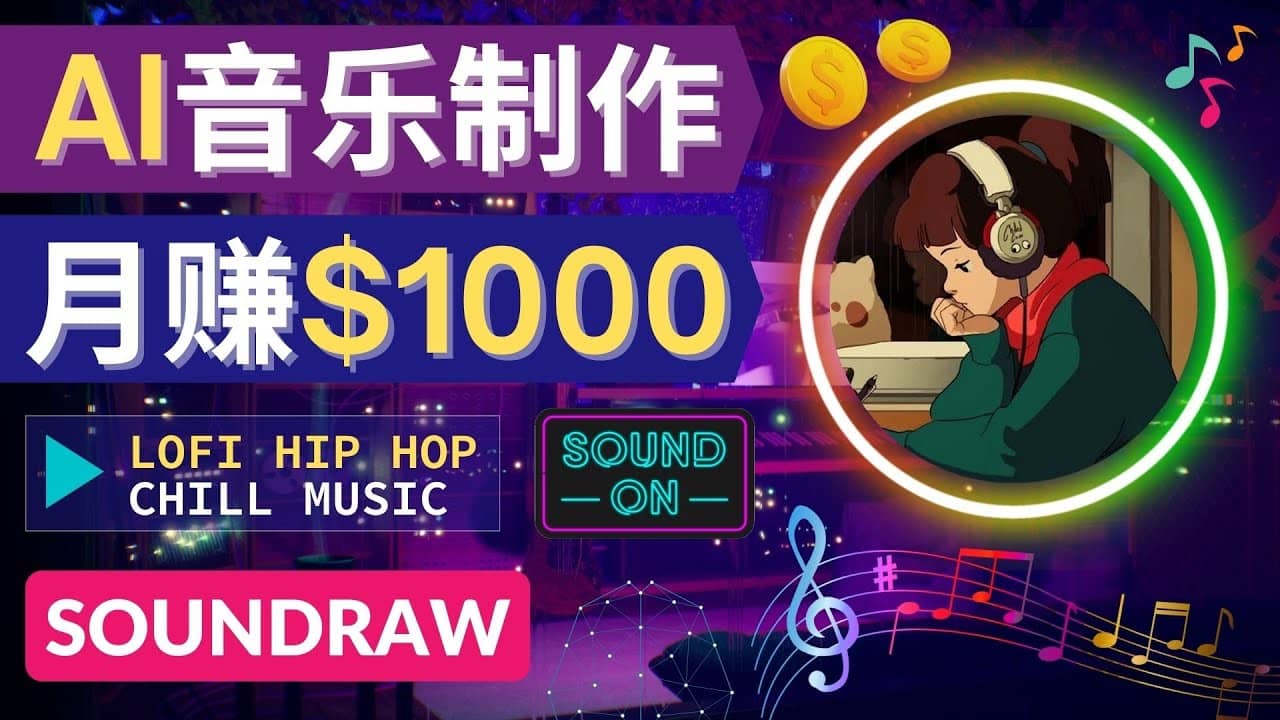 无需任何音乐基础： 使用AI软件制作Lofi Hip Hop Chill Music 月赚1000美元-三石资源库